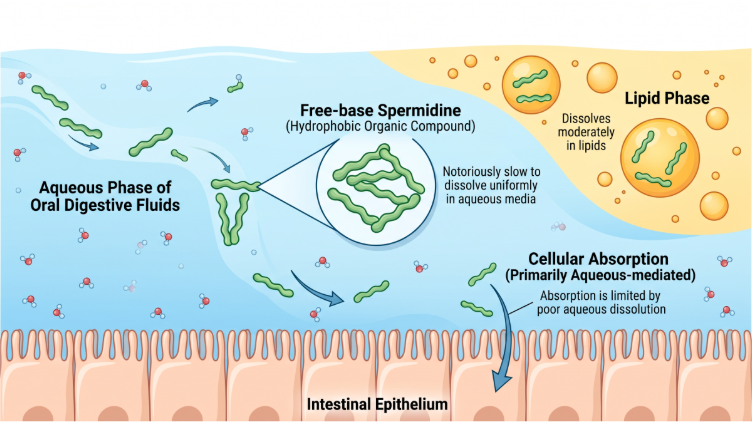 Thermodynamic and Kinetic Dissolution Paths of Spermidine Salts